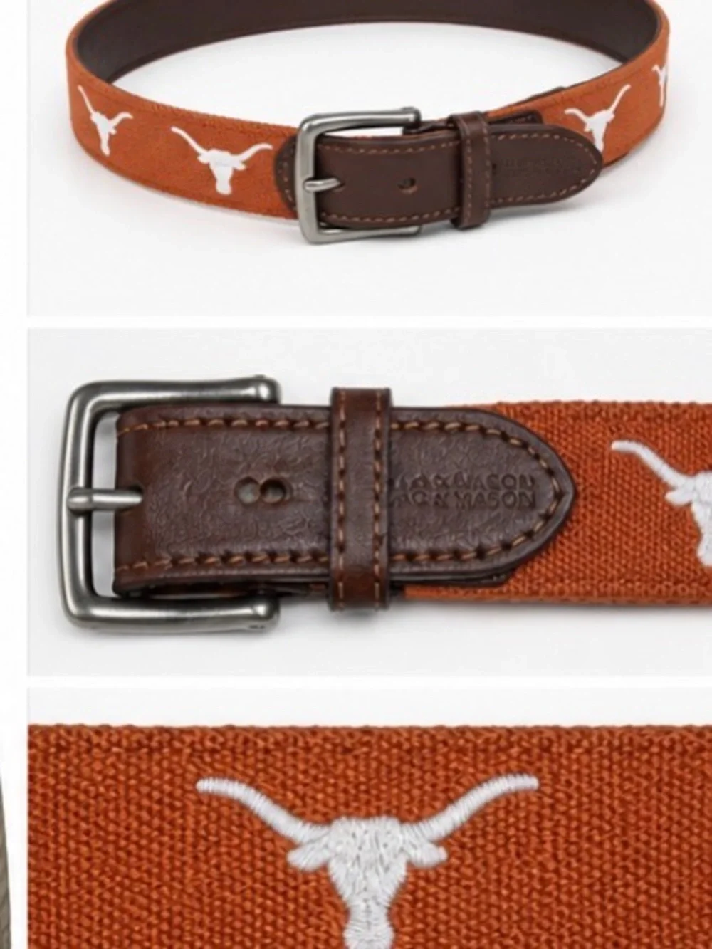Jack Mason Texas Longhorns Men’s Belt Size 32 Burnt Orange Leather NCAA